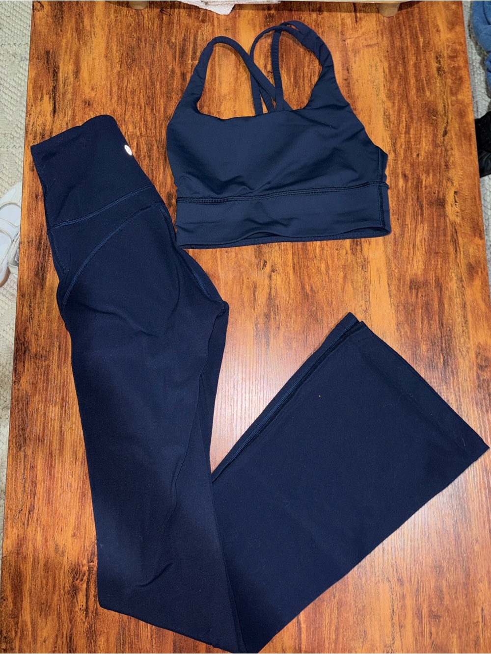 Lululemon Athletic Navy Strappy Sports Bra & High-Waist Leggings Set